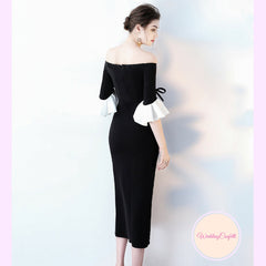 The Fayth Cocktail Black Trumpet Sleeves Dress