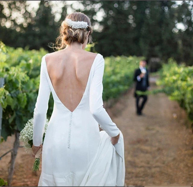 The Premala Bridal Long Sleeves White Gown (Customisable)