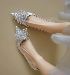The Oriena Wedding Bridal Silver Flats
