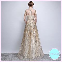 The Janicia Gold Long Sleeves Gown