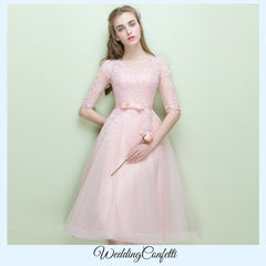 The Leanne Pink Illusion Lace Long Sleeves Dress