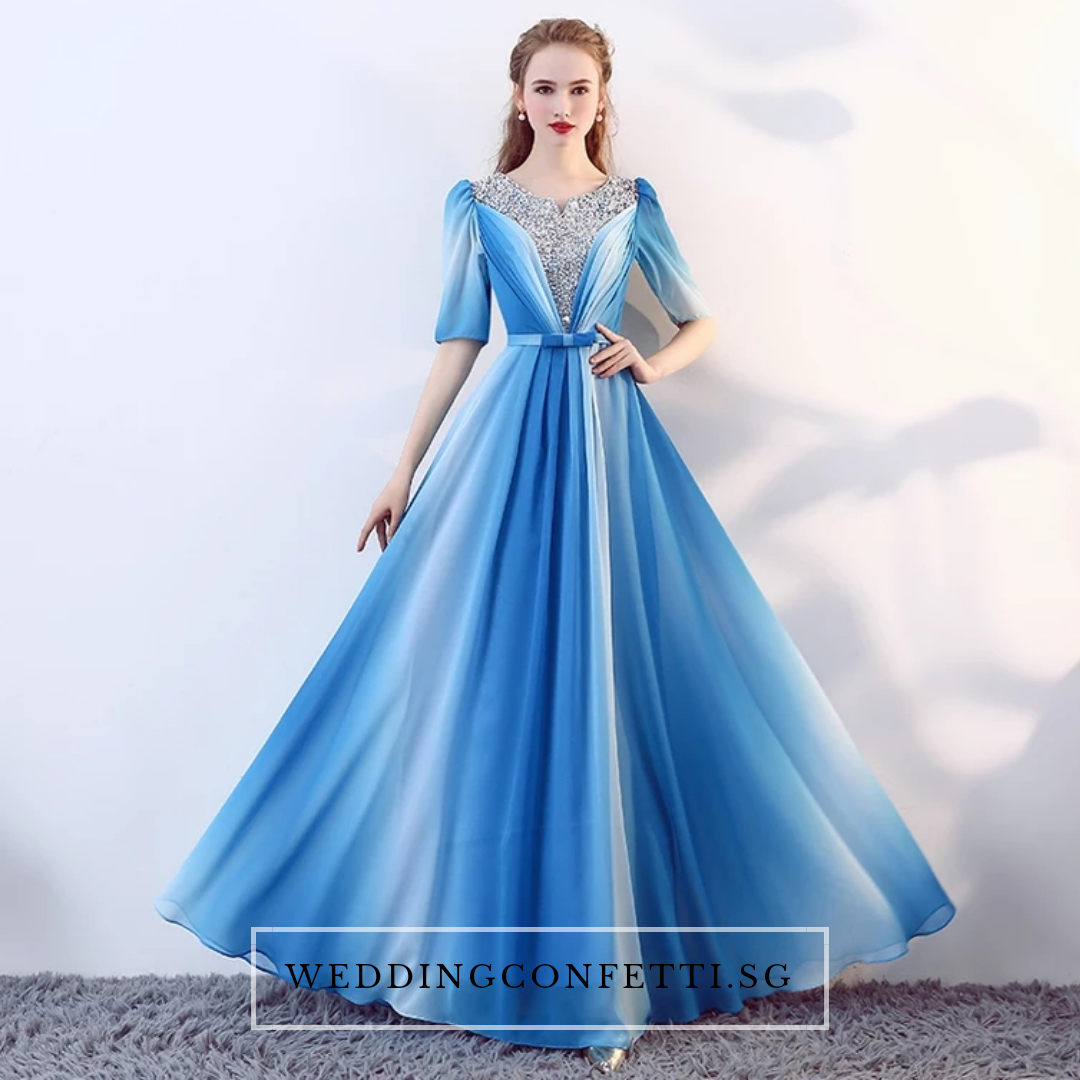 The Octavia Fuschia / Red / Green / Blue Long Sleeves Ombre Dress