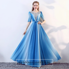 The Octavia Fuschia / Red / Green / Blue Long Sleeves Ombre Dress
