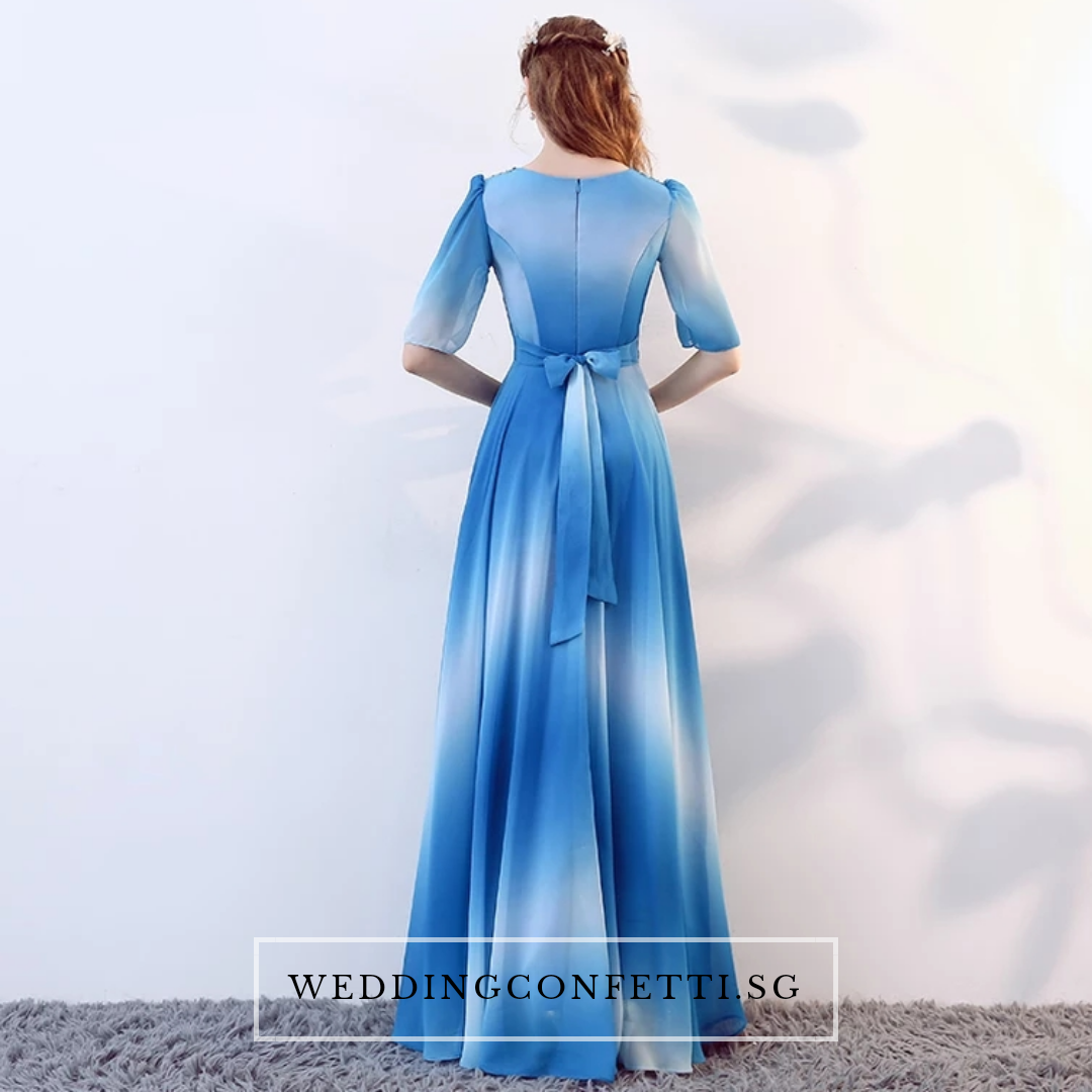The Octavia Fuschia / Red / Green / Blue Long Sleeves Ombre Dress