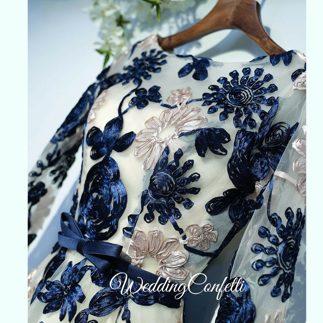 The Ophelia Blue Long Sleeve Lace Dress