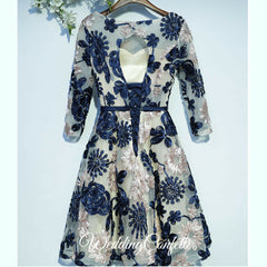 The Ophelia Blue Long Sleeve Lace Dress