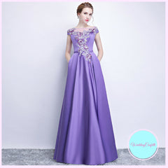 The Prunella Purple Lilac Off Shoulder Gown