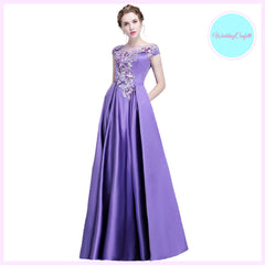 The Prunella Purple Lilac Off Shoulder Gown