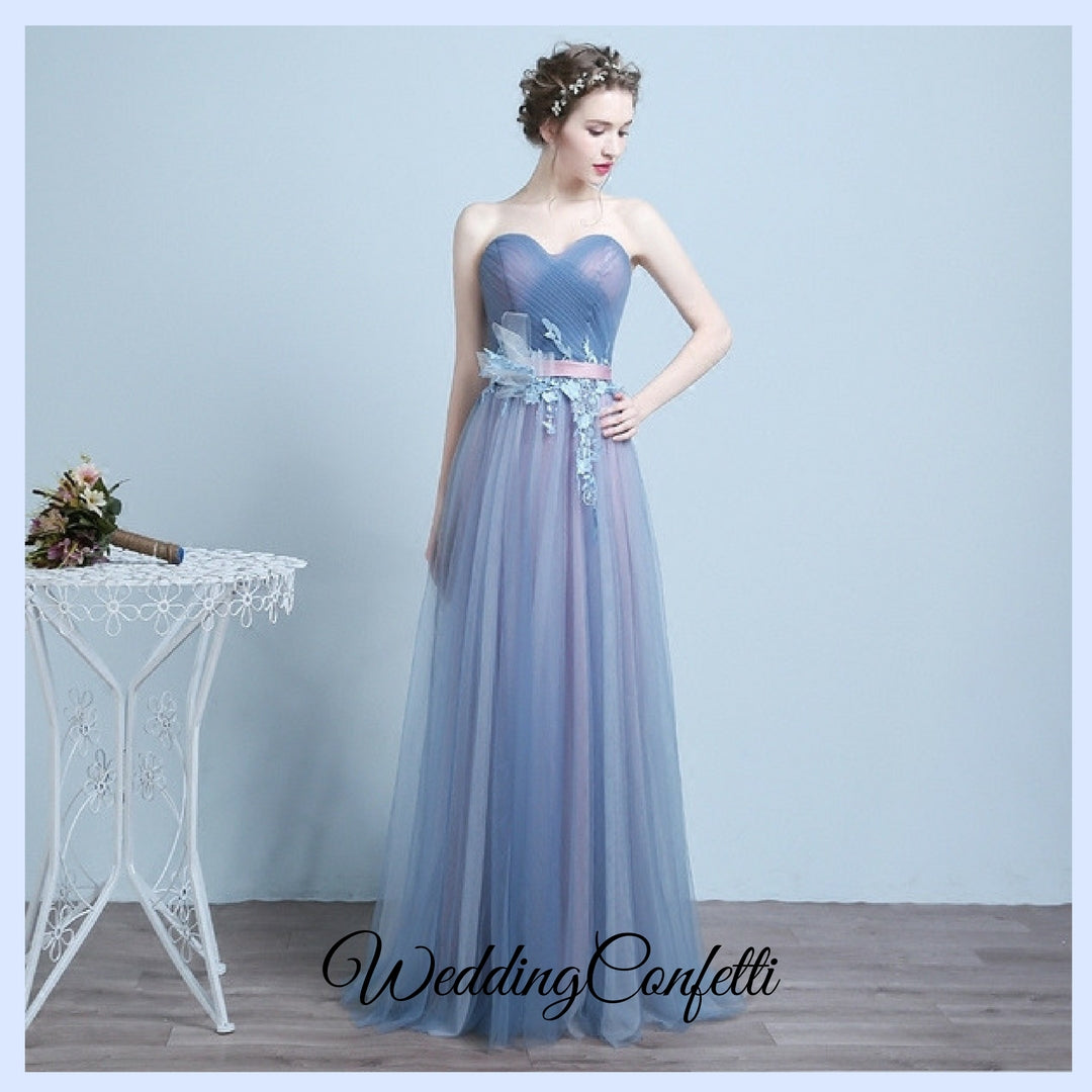 The Regelia Tulle Lace Tube Blue Dress