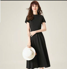 The Linda Black Short/Long Sleeves Dress