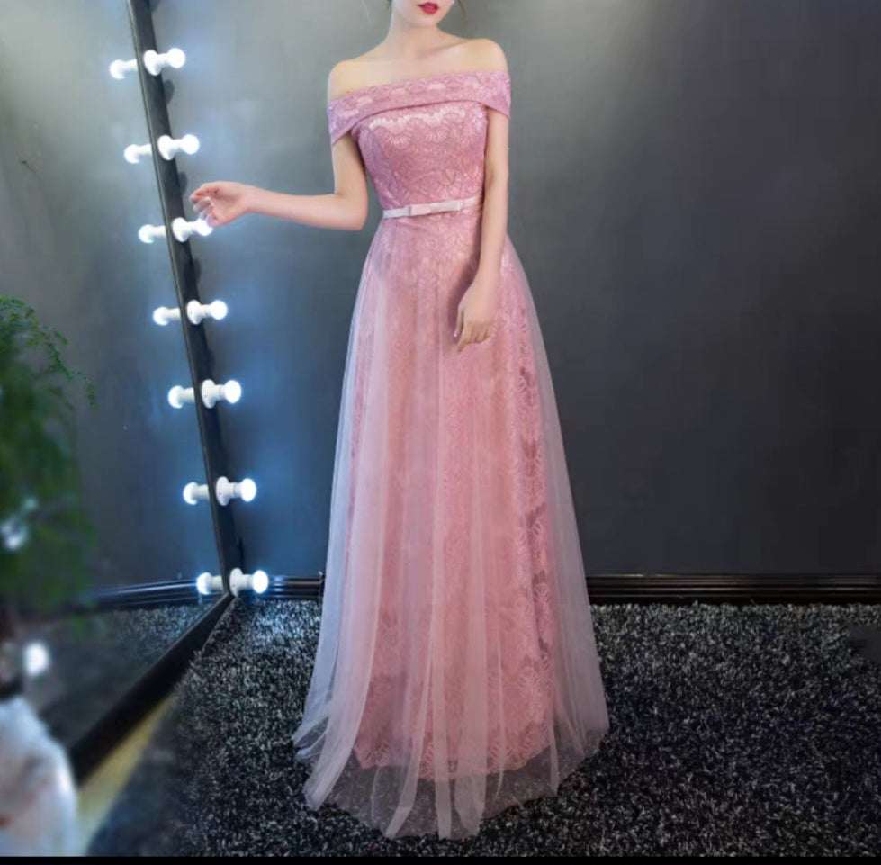 The Layla Long Off Shoulder Evening Gown