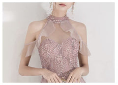 The Nikae Pink Halter Tulle Gown