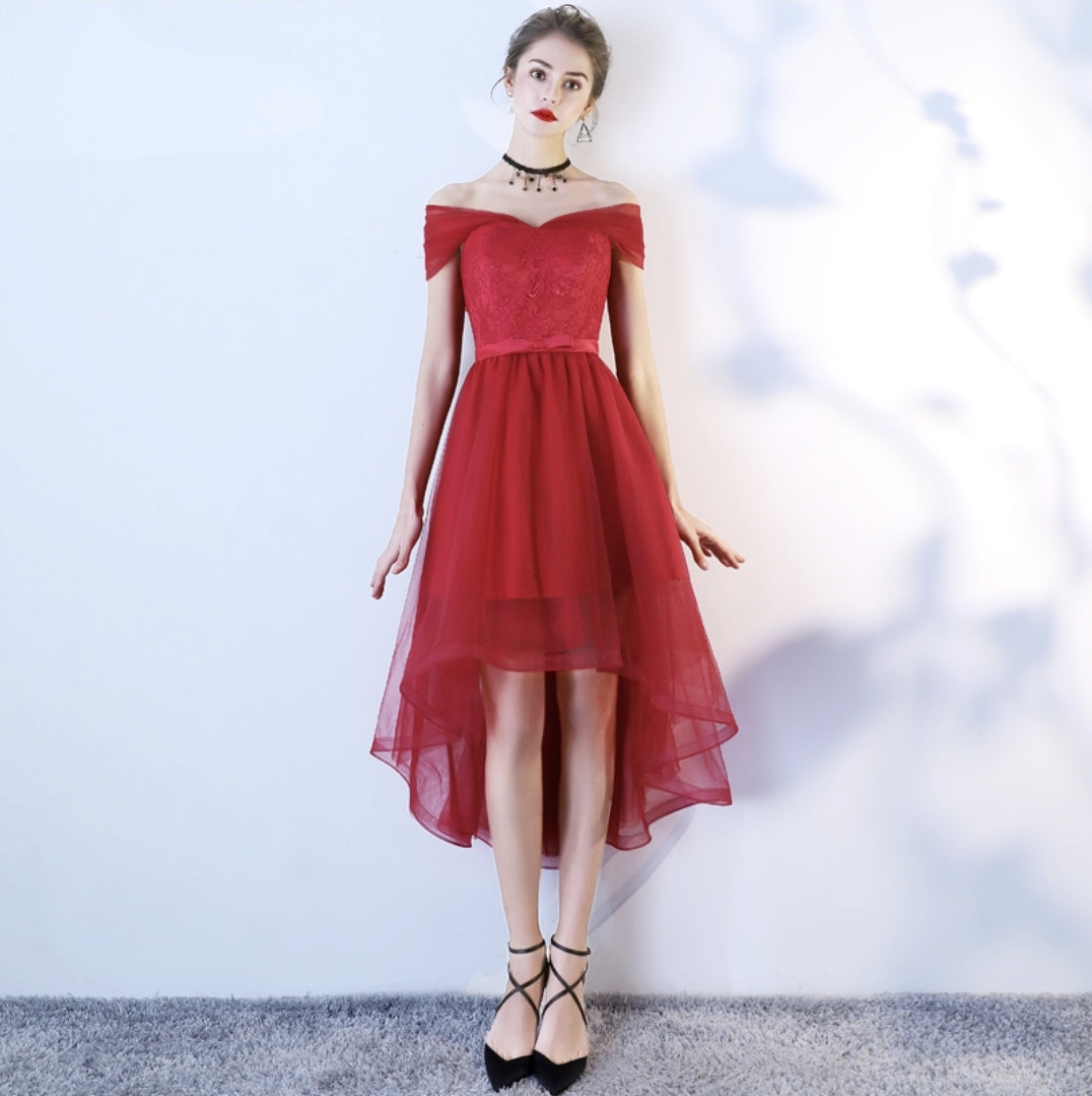 The Lorraina High Low Off Shoulder Gown (Available in 2 colours)