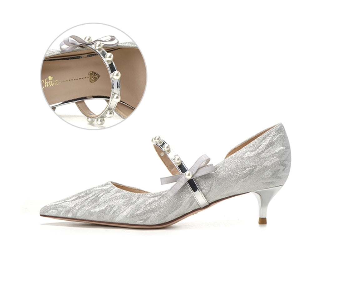 The Hiryu Wedding Bridal Champagne Gold/Silver Heels (Available in 3 Heights)