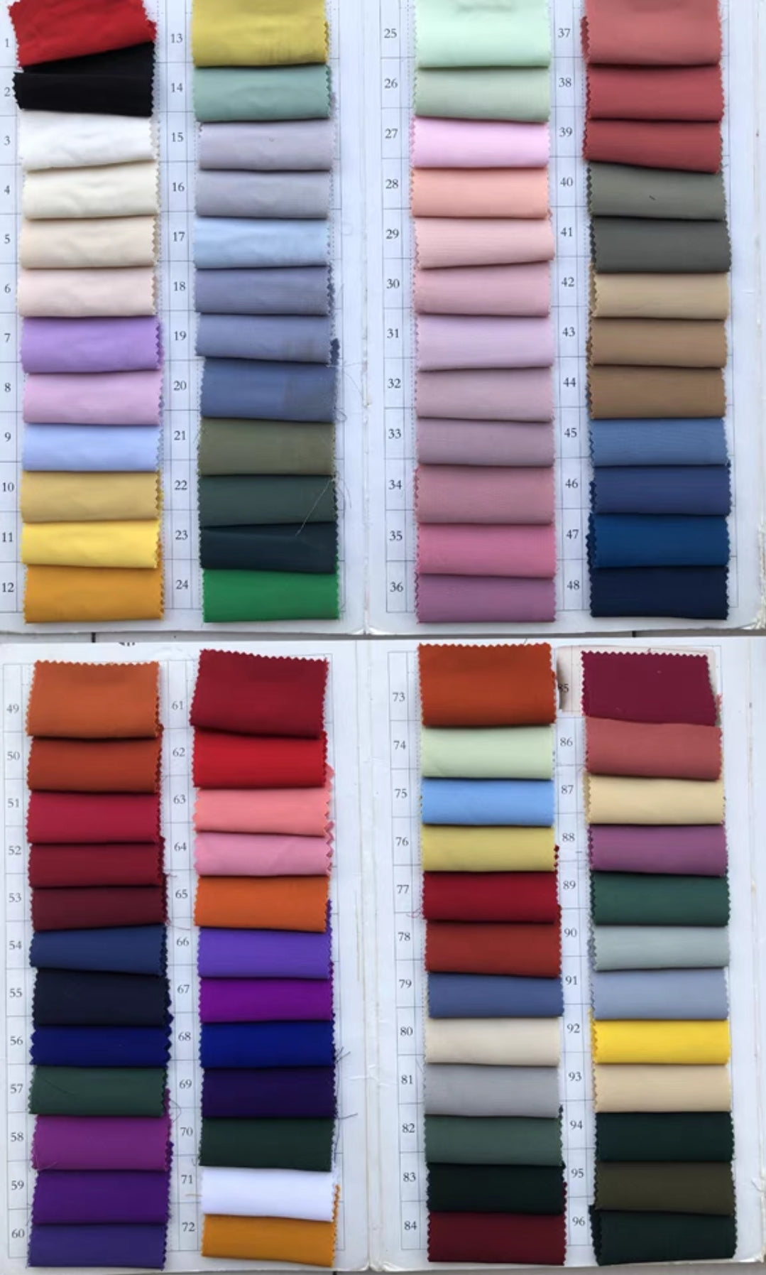 Satin Colour Chart/Swatch
