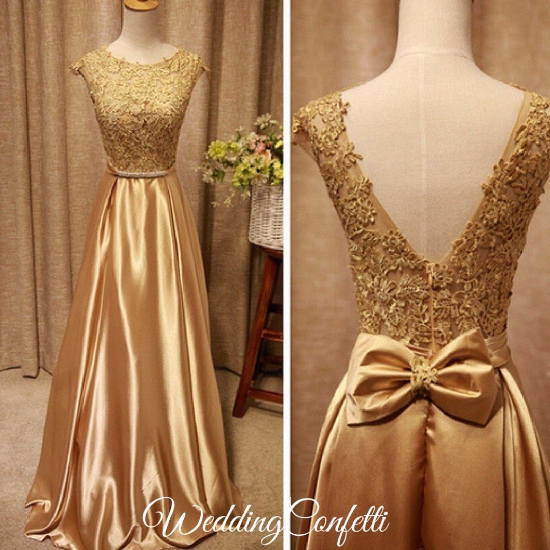 The Patrina Cap Sleeves Gold / Grey / Blue / Purple / Red / Pink Lace Gown Dress