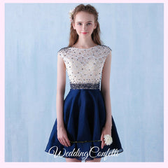 The Tabitha White Navy Blue Dress (Available in Different Lengths)