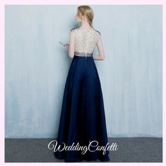 The Tabitha White Navy Blue Dress (Available in Different Lengths)