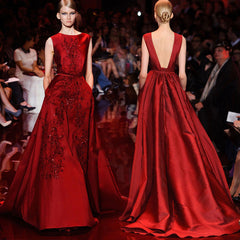 The Richeta Wine Red Sleeveless Gown