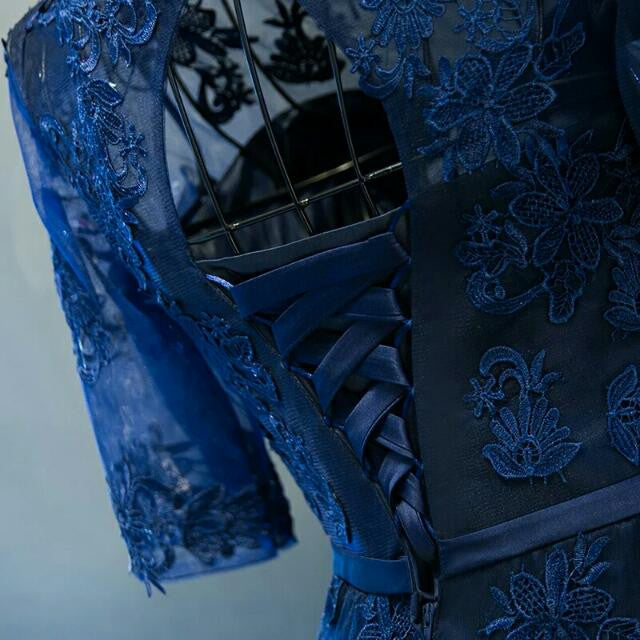 The Meredy Long Sleeve Midnight Blue Gown