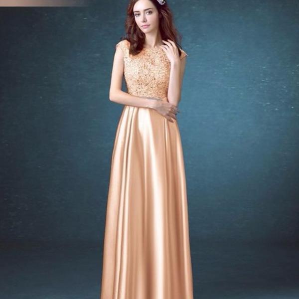 The Patrina Cap Sleeves Gold / Grey / Blue / Purple / Red / Pink Lace Gown Dress