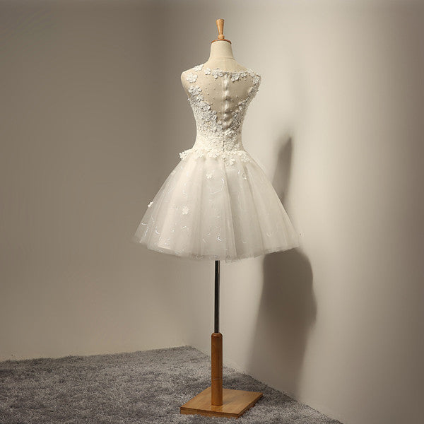 The Teselly  White Sleeveless Short Tulle Dress