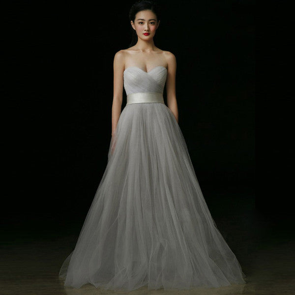 The Levene Grey/White/Red/Champagne/Black Tube Long Evening Dress