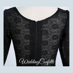 The Rosetta Black / Grey / Red / Coral / Green Lace Sleeves Evening Gown