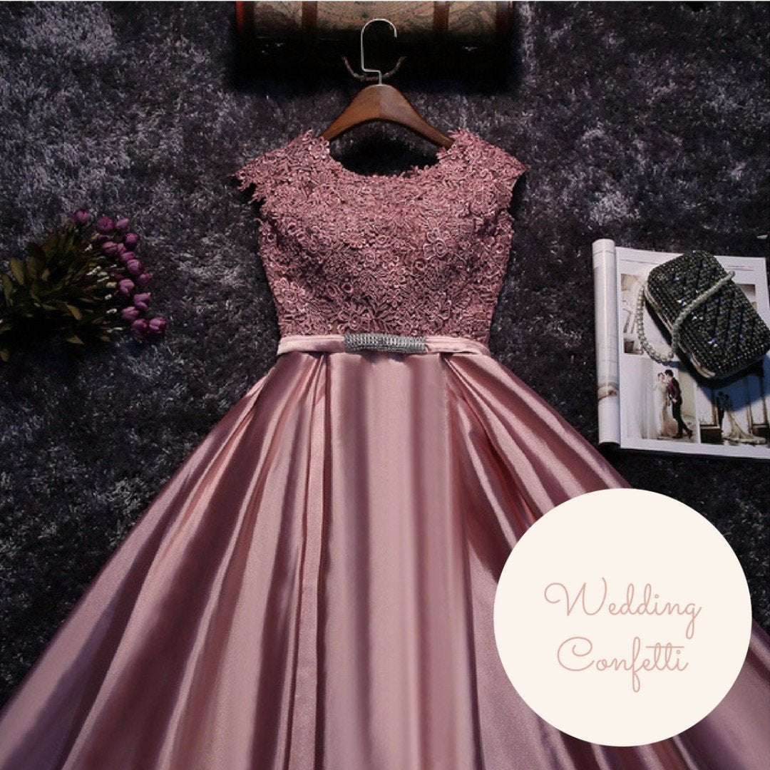 The Patrina Cap Sleeves Gold / Grey / Blue / Purple / Red / Pink Lace Gown Dress