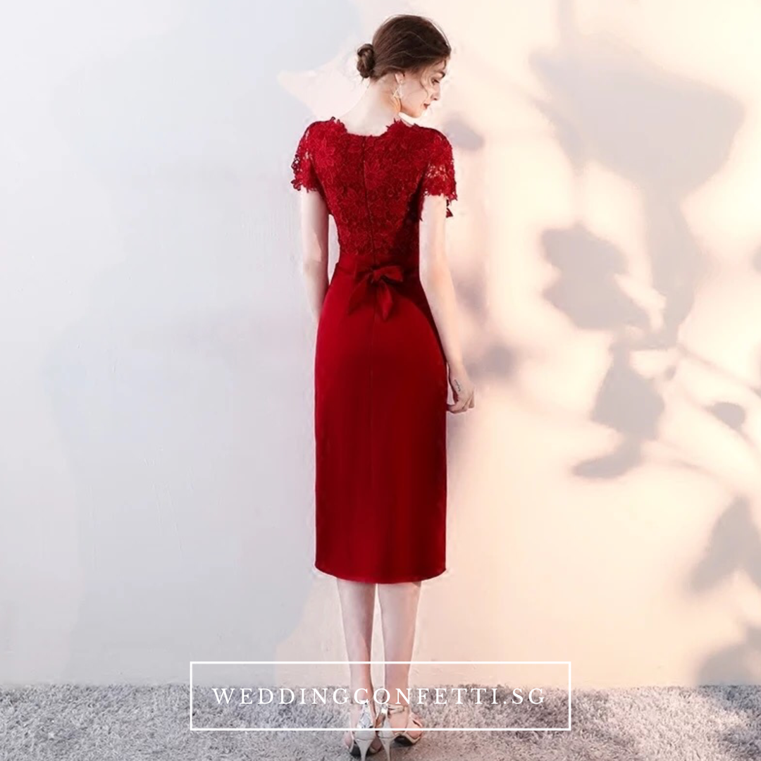 The Melinda Black / Red / Wine Red Lace Gown