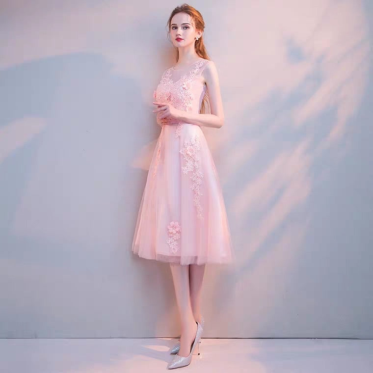 The Riley Pink/Champagne Sleeveless Tulle Gown
