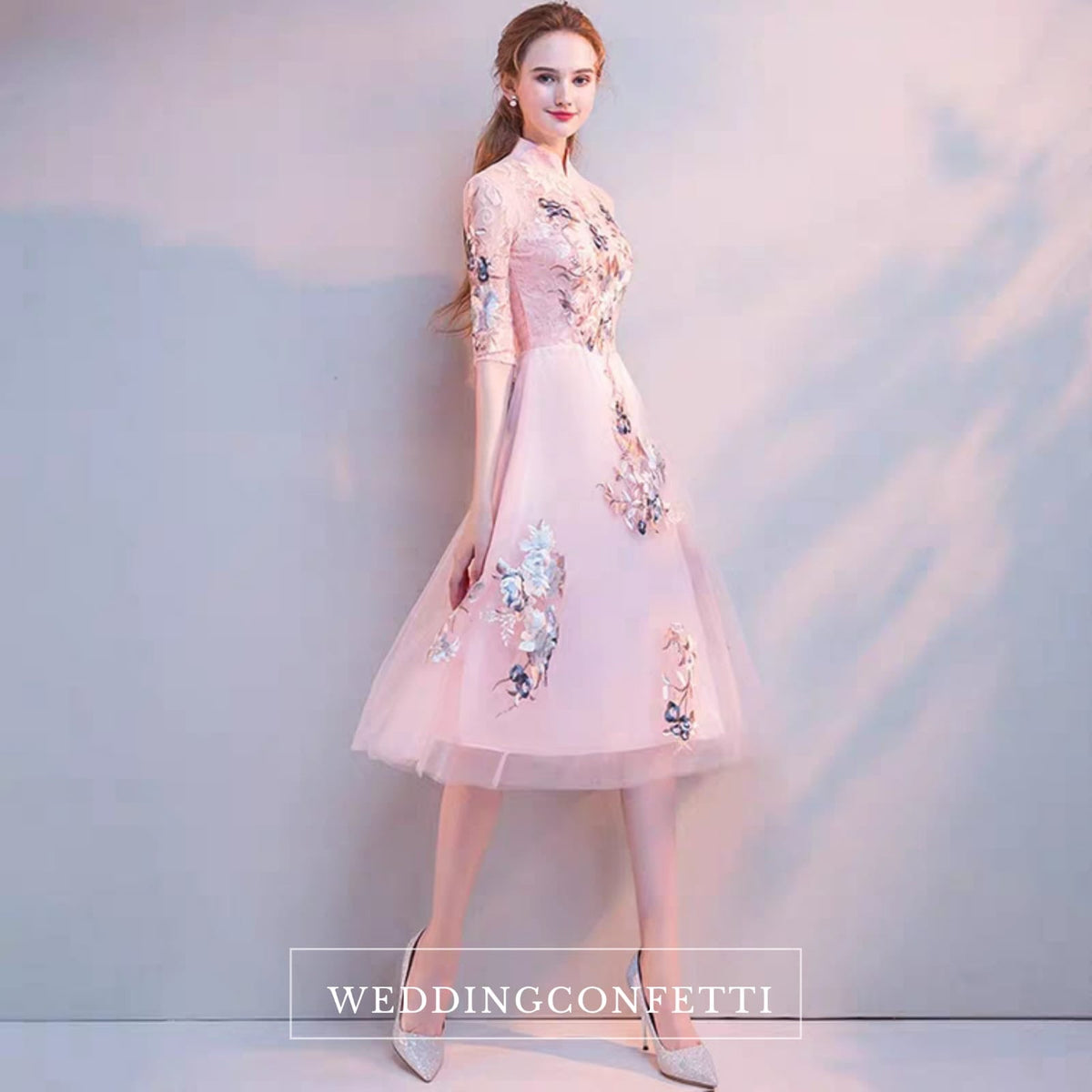 The Erista Pink Cheongsam Cocktail Gown