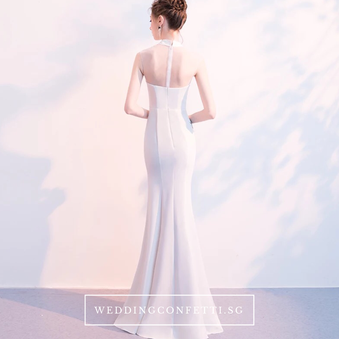 The Marisa Mandarin Collar White / Red / Black Sleeveless Gown