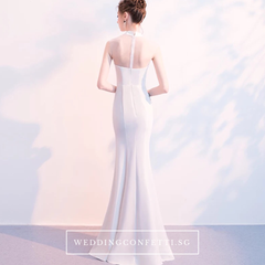 The Marisa Mandarin Collar White / Red / Black Sleeveless Gown