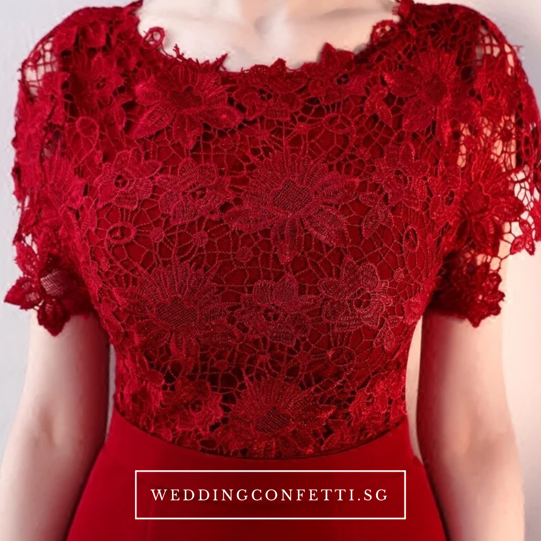 The Melinda Black / Red / Wine Red Lace Gown