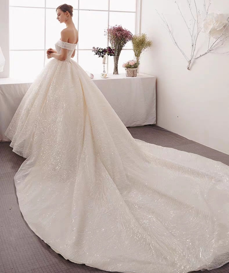 The Ristelle Wedding Bridal Sequined Off Shoulder Gown