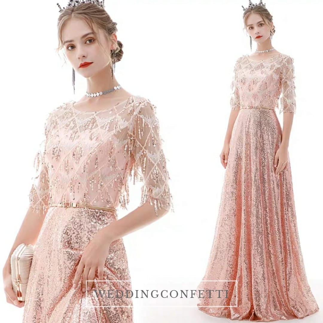 The Kumie Long Sleeve Black/Red/Pink/Silver Gown