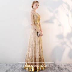 The Trina Gold Long Sleeves Gown