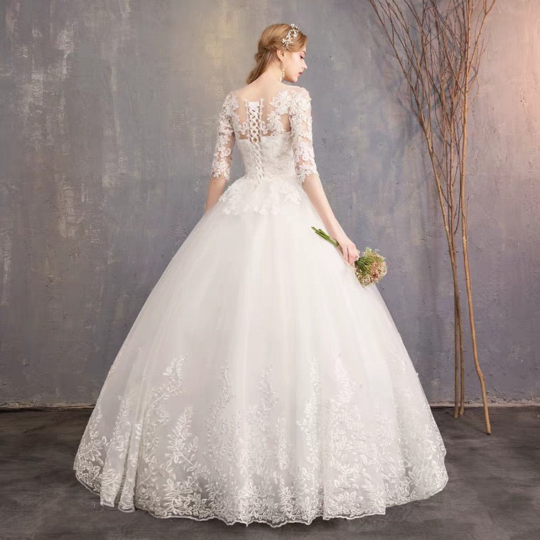 The Quinlee Wedding Bridal Illusion Long Sleeves Gown