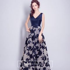 The Joanna Blue/Red Lace Sleeveless Gown