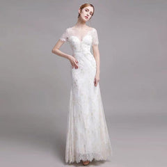 The Nikita Wedding Bridal Short Sleeve Lace Dress