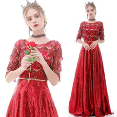 The Kumie Long Sleeve Black/Red/Pink/Silver Gown