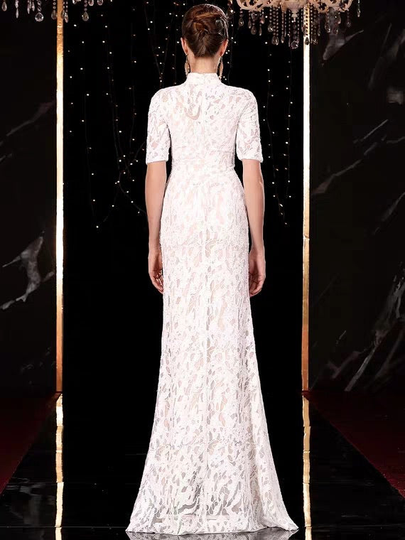 The Orient Wedding Bridal Cheongsam Mandarin Collar Gown