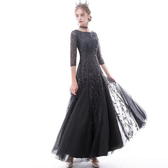 The Marleigh Long Sleeve Black/Blue/Silver Gown