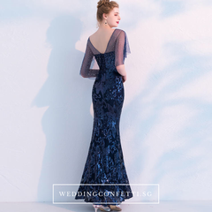 The Tina Blue Cape Sleeve Gown