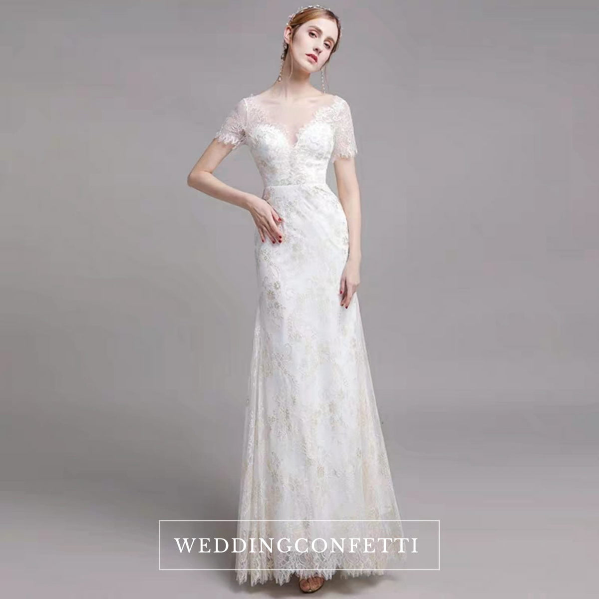 The Nikita Wedding Bridal Short Sleeve Lace Dress