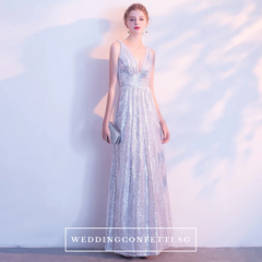 The Marilyn Glitter Silver / Black Sleeveless Gown
