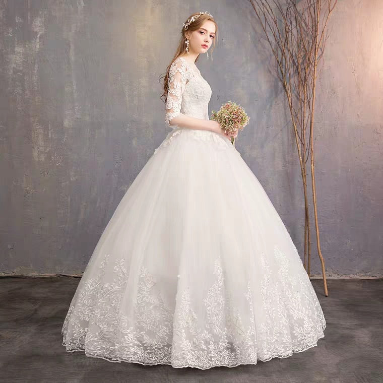 The Quinlee Wedding Bridal Illusion Long Sleeves Gown