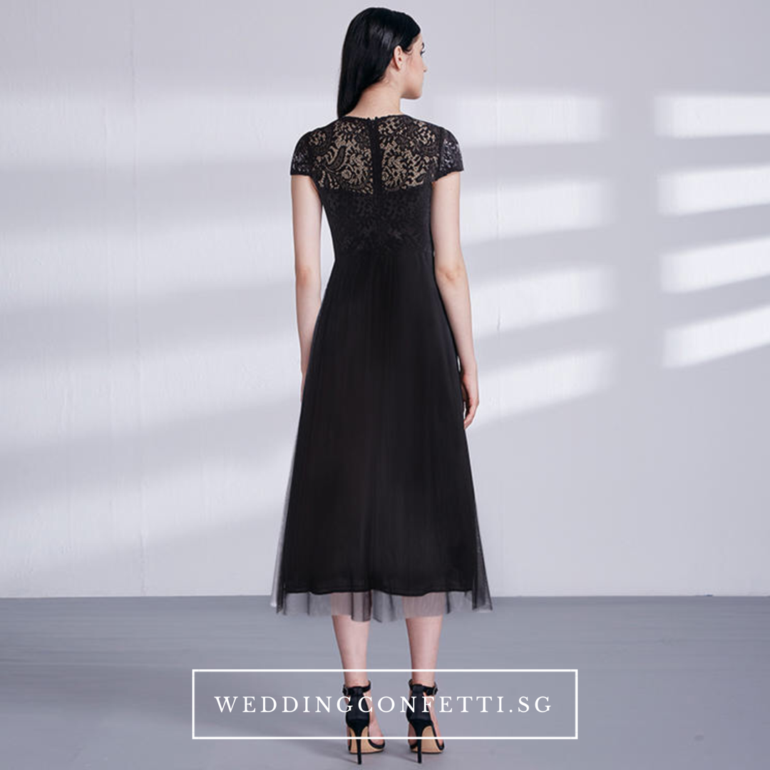 The Veronica Black Cap Sleeves Gown