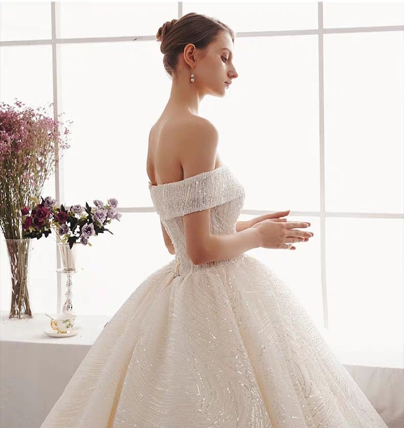 The Ristelle Wedding Bridal Sequined Off Shoulder Gown